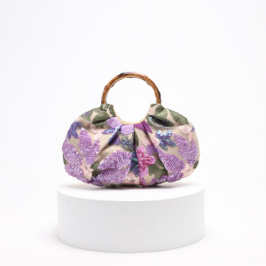 Sac À Main Pour Femme De La Série Luxueuse, Orné De Perles Florales Élégantes Et Doté D'Une Anse En Bambou (Motifs Floraux Aléatoires). h5 