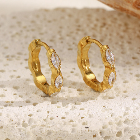 Boucles d'oreilles créoles en acier inoxydable étanches avec zircon