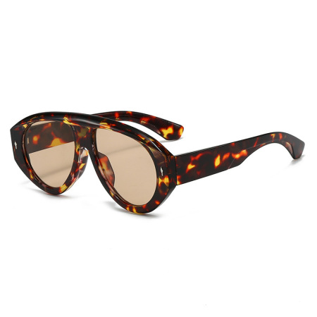 Lunettes de soleil rétro oversize à imprimé léopard pour femmes, protection UV, idéales pour les vacances 2