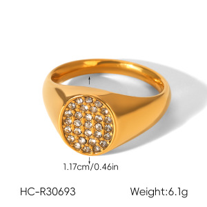 Bague En Acier Inoxydable Étanche En Forme De Cœur Avec Zircon Doré h5 Image2