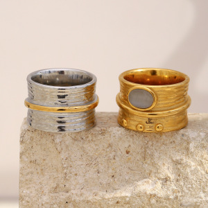 Bague En Acier Inoxydable Étanche Avec Pierre Œil-De-Chat Incrustée h5 Image3