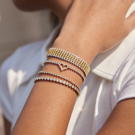 Bracelets à maillons pour femmes en acier inoxydable, étanches, couleur or et zircon, aux lignes exquises 2