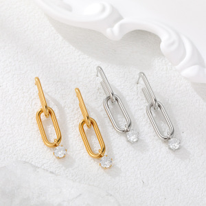 Boucles D'Oreilles Puces Pour Femmes, Élégantes Et Rondes, En Acier Inoxydable, Plaqué Or 18 Carats, De La Série Luxueuse h5 Image2