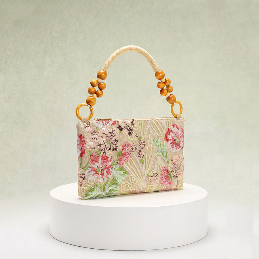 Sacs À Main Romantiques Et Élégants En Pvc Avec Perles Et Fleurs (Motifs Floraux Aléatoires) Image2