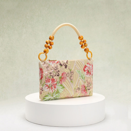 Sacs à main romantiques et élégants en PVC avec perles et fleurs (motifs floraux aléatoires) 2