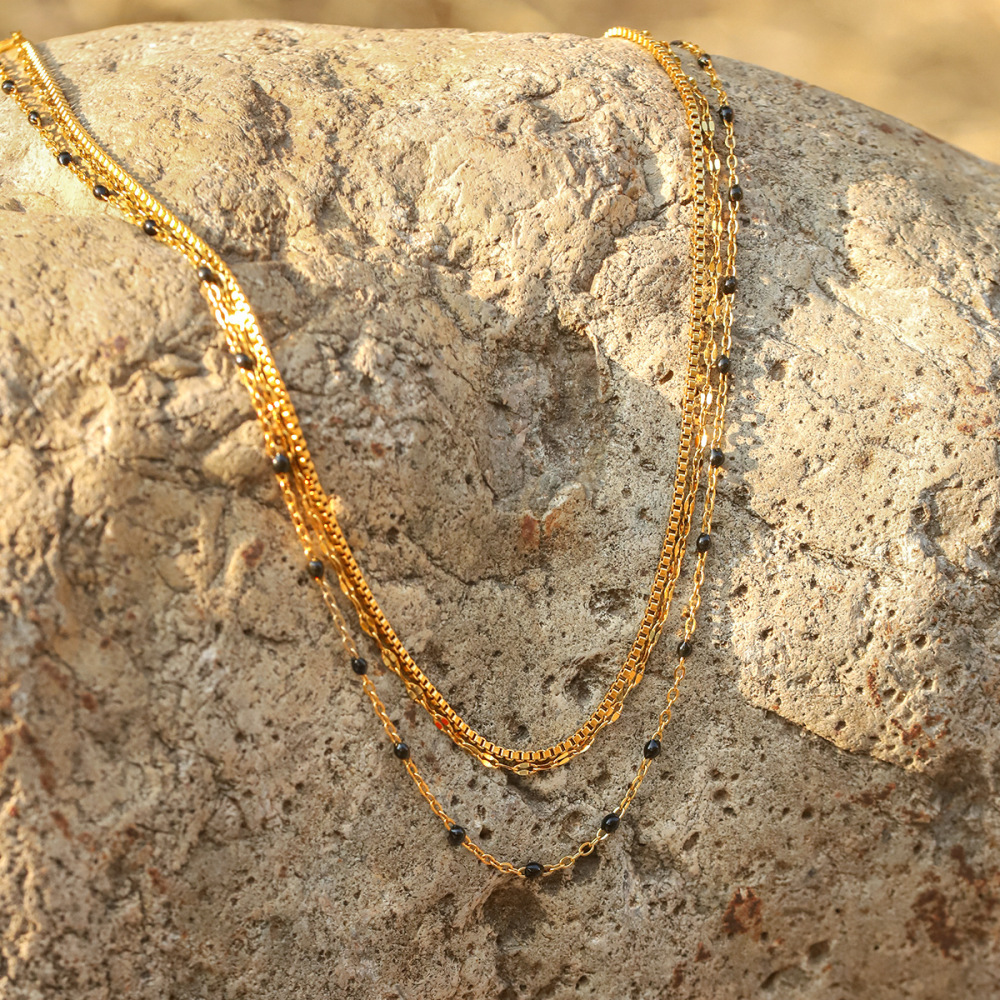 Colliers Superposés Pour Femmes, En Acier Inoxydable, Couleur Or, Étanches, De La Collection Simple Series Daily Chain Image3