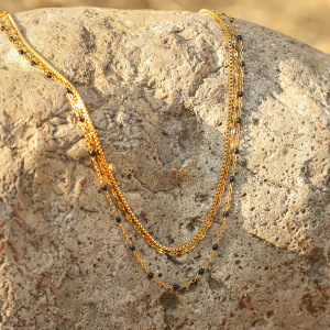 Colliers Superposés Pour Femmes, En Acier Inoxydable, Couleur Or, Étanches, De La Collection Simple Series Daily Chain h5 Image3