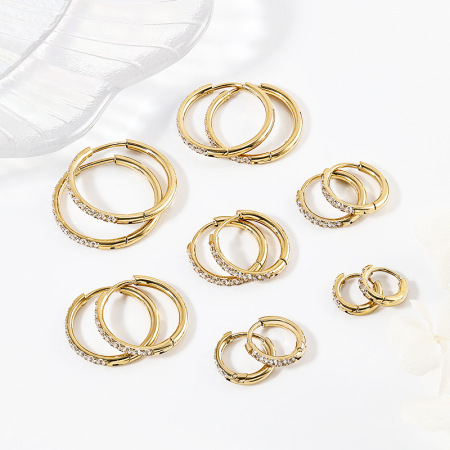Boucles d'oreilles créoles pour femmes en acier inoxydable, coloris uni, collection Simple Series Daily 2
