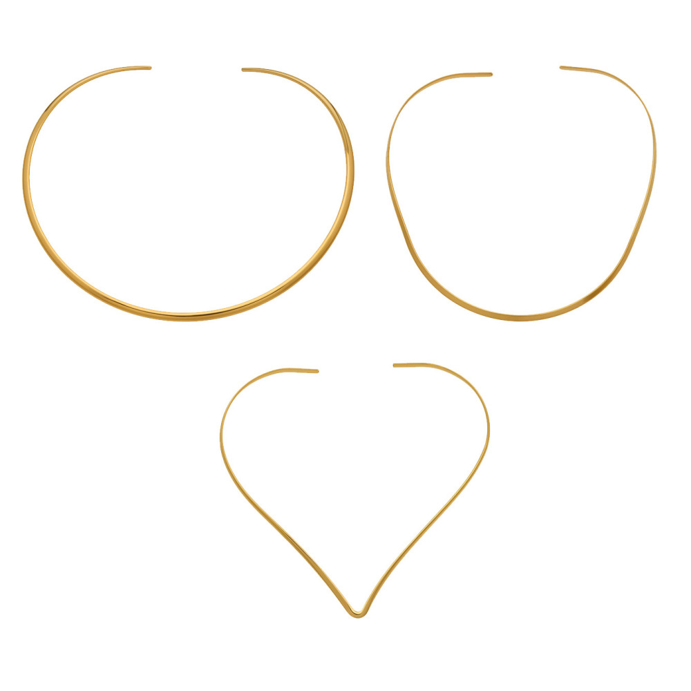 Collier Ras-De-Cou Minimaliste Incurvé En Acier Inoxydable Doré, Imperméable Et Anti-Ternissement Pour Femme Image5