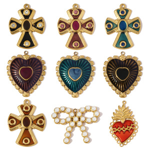 Pendentifs Pour Femmes En Forme De Croix Vintage, En Acier Titane, Étanches Et Anti-Ternissement, Couleur Or h5 Image6