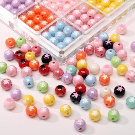 Perles acryliques brillantes à motif étoile à faire soi-même pour bijoux