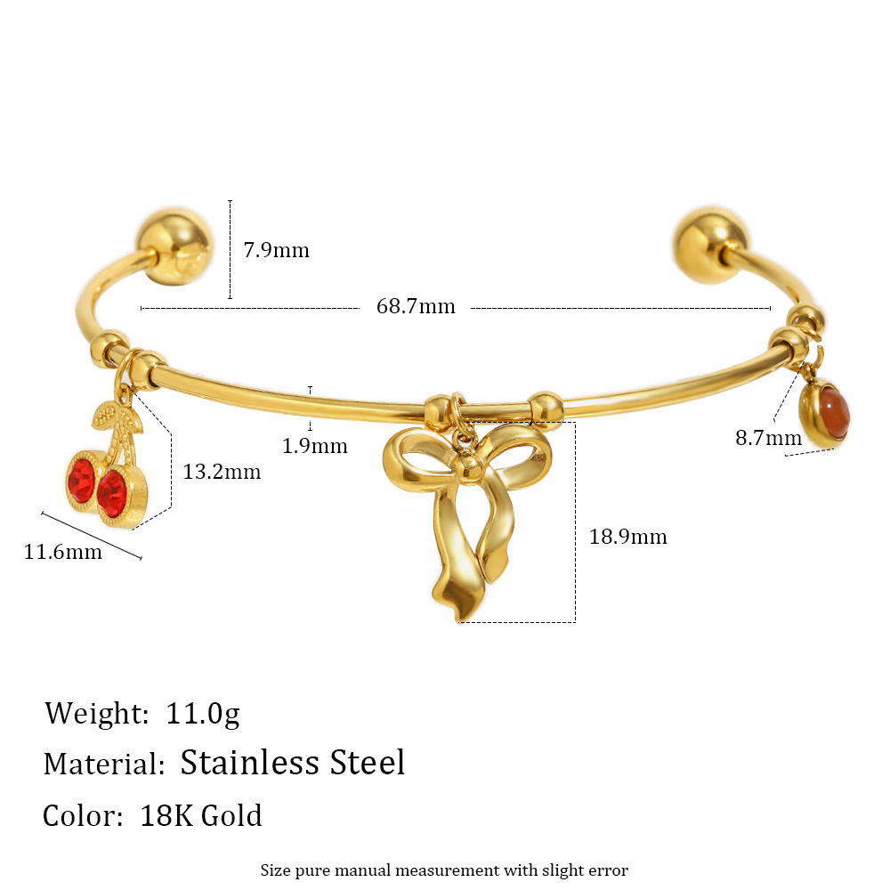 Bracelet Manchette En Acier Inoxydable Étanche Couleur Or Avec Nœud Papillon Image2