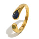 Bague ouverte en zircon à tête de serpent (grande et petite) - or - bleu-vert Image3
