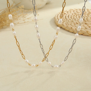 Colliers Longs Pour Femmes, En Acier Inoxydable, Couleur Or, Étanches, De La Collection Simple Series Sweet Chain h5 Image2