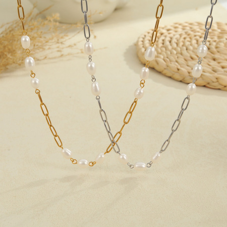 Colliers longs pour femmes, en acier inoxydable, couleur or, étanches, de la collection Simple Series Sweet Chain 2
