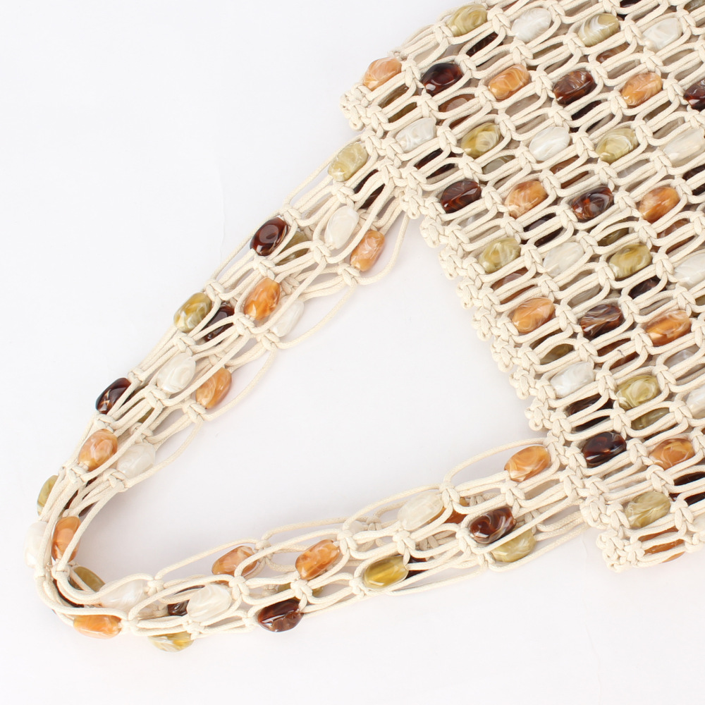 Sacs De Plage En Coton Pour Femmes Avec Perles De Vacances Personnalisables Image3