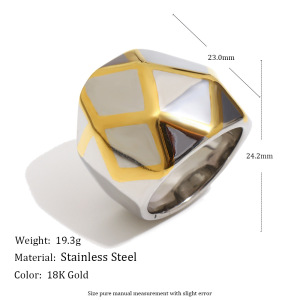 Bague Imposante En Acier Inoxydable Doré Et Argenté, De Forme Sphérique Tridimensionnelle Et Étanche. h5 Image4