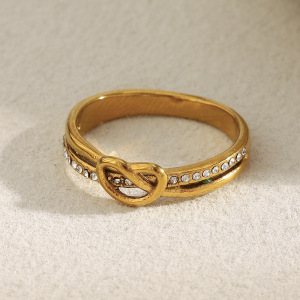 Bague Minimaliste En Acier Inoxydable Étanche Couleur Or, En Forme De Cœur h5 Image3