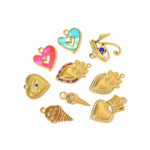 Pendentif Exquis En Acier Titane Couleur Or Représentant Un Cœur Et Un Œil De Diable h5 Image6