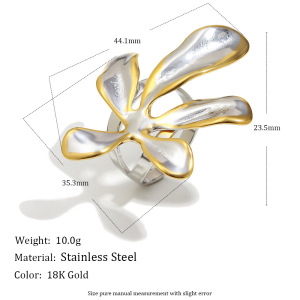 Bague Imposante En Acier Inoxydable Doré Et Argenté, En Forme De Fleur, Étanche h5 Image4