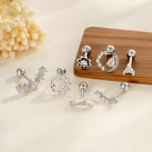 Boucles D'Oreilles Piercing Pour Femmes, Collection Simple, Couleur Cuivre Doré, Zircon. h5 Image6