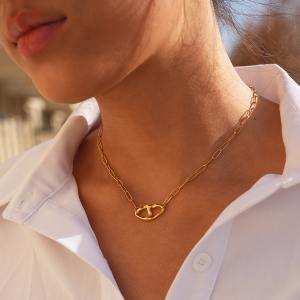 Ensembles De Colliers Pour Femmes Simple Series Daily Irregular Shape En Acier Inoxydable Étanche Couleur Or h5 Image4