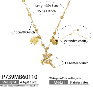 Collier Pendentif Femme En Acier Inoxydable Doré, Léger, Imperméable Et Anti-Ternissement, Avec Chaîne À Fleurs Simple h5 