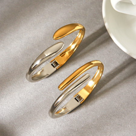 Bracelets minimalistes pour femmes en acier inoxydable, couleurs or et argent, imperméables et anti-ternissement 2