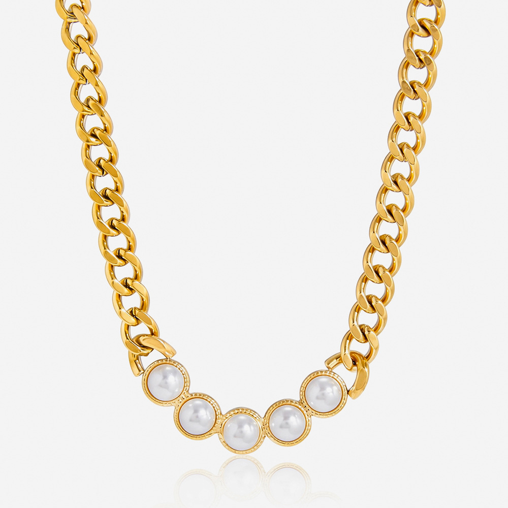 Colliers À Maillons Pour Femmes Daily Bold Chain En Acier Inoxydable, Imperméables Et Anti-Ternissement, Couleur Or 