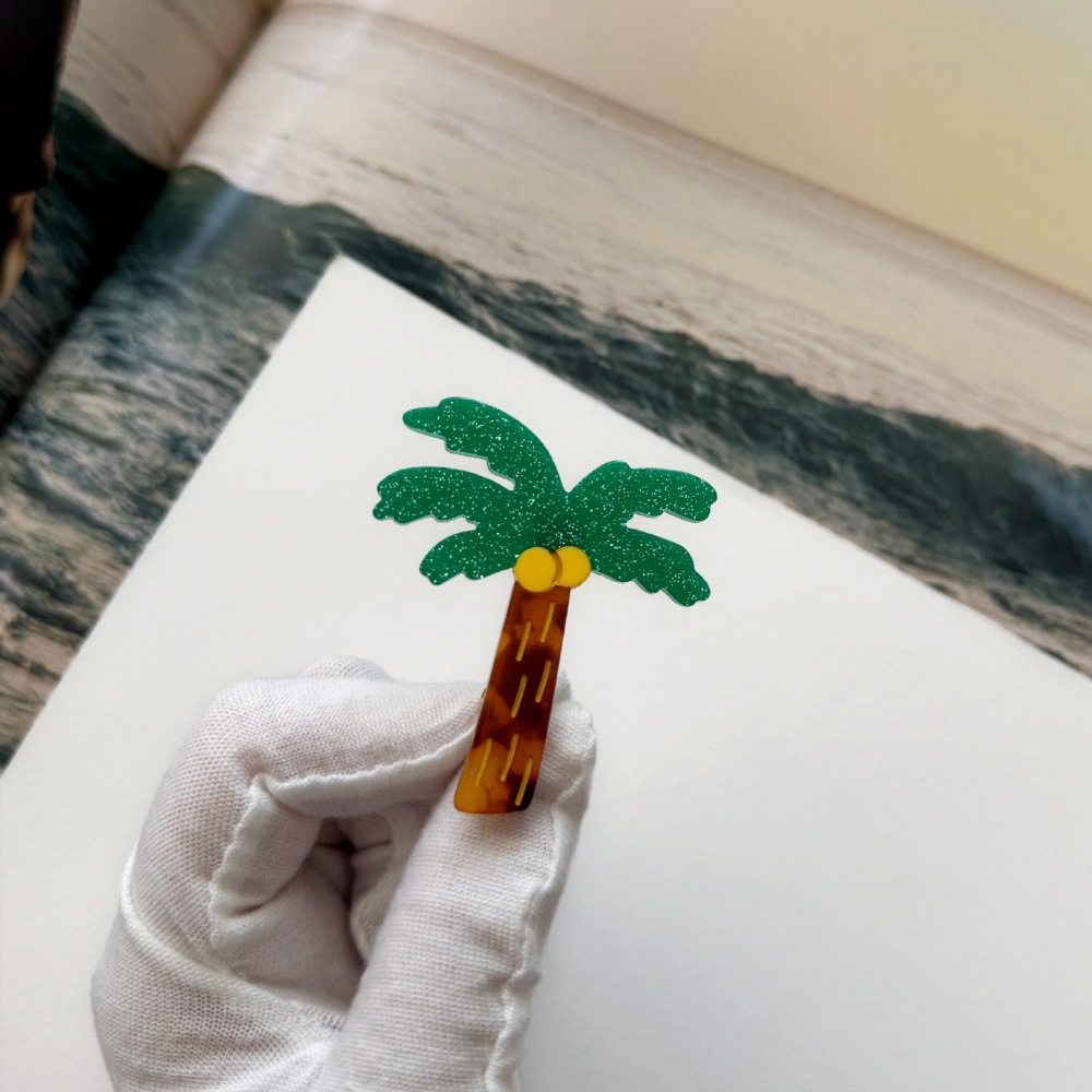 Pinces À Cheveux Pour Femmes En Acétate De Coco, Motif Vacances Image3