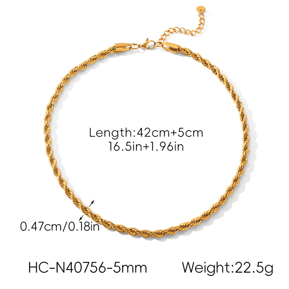 Collier À Maillons Simples En Acier Inoxydable Imperméable Couleur Or h5Image2