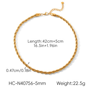 Collier À Maillons Simples En Acier Inoxydable Imperméable Couleur Or h5 Image2
