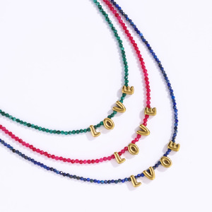 Colliers De Perles Scintillantes Love En Acier Titane Couleur Or Pour Femmes h5 Image6