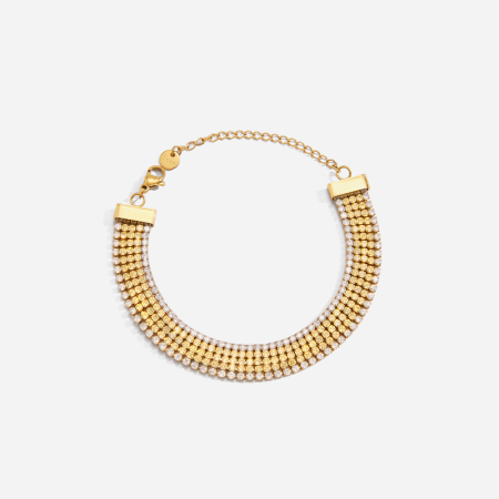 Bracelets à maillons pour femmes en acier inoxydable, étanches, couleur or et zircon, aux lignes exquises