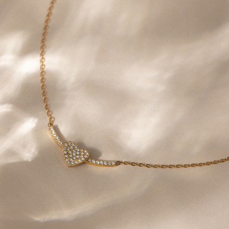 Colliers pendentifs pour femmes en forme de cœur romantique, en acier inoxydable, imperméables et anti-ternissement, couleur or
