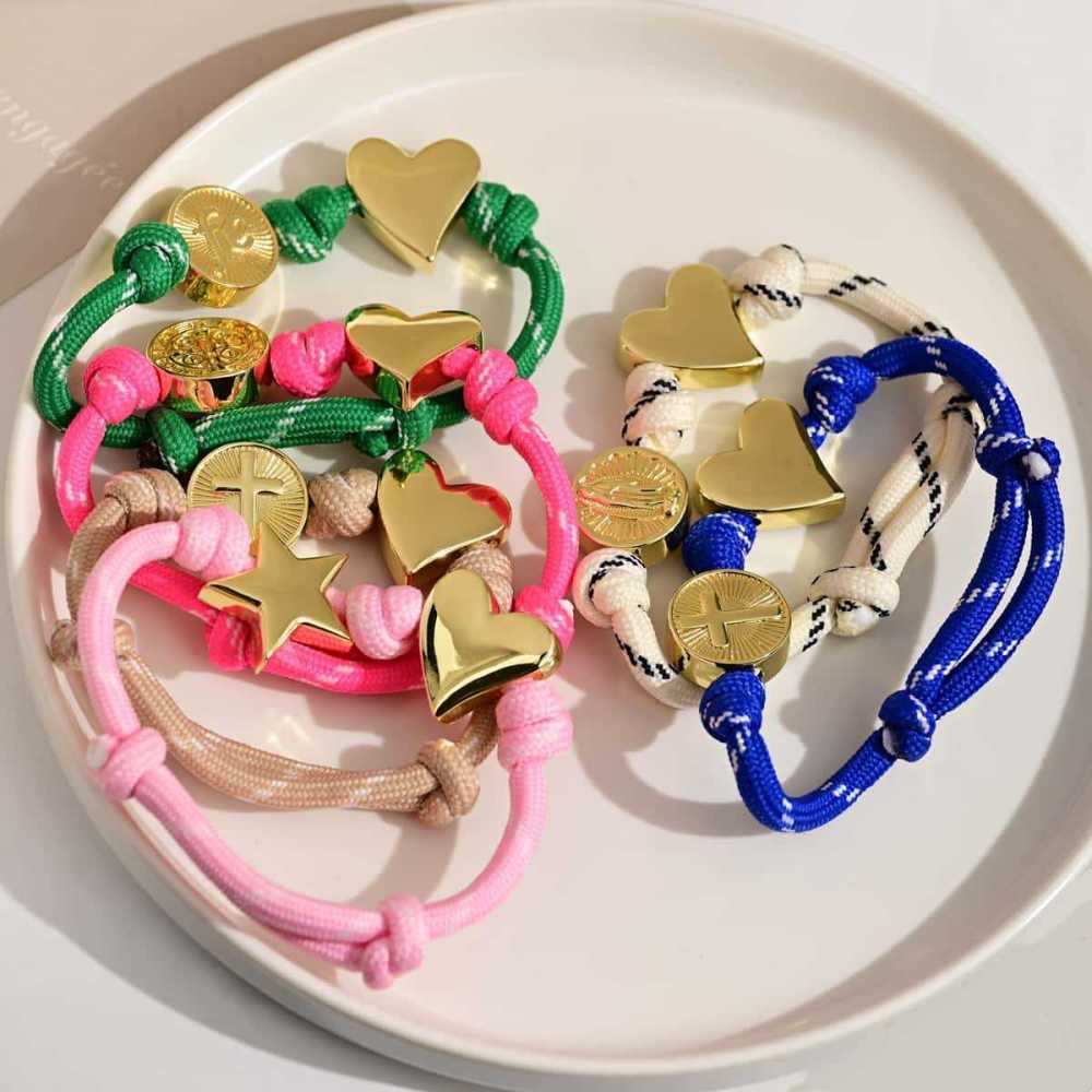 Bracelets Tressés En Cuivre Pour Femmes Avec Lettres Et Cœurs Colorés Image4