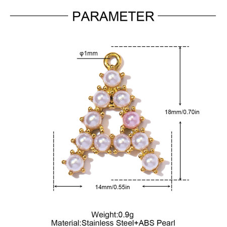 Pendentifs élégants pour femmes, en acier inoxydable, couleur or, avec perles en forme de lettre