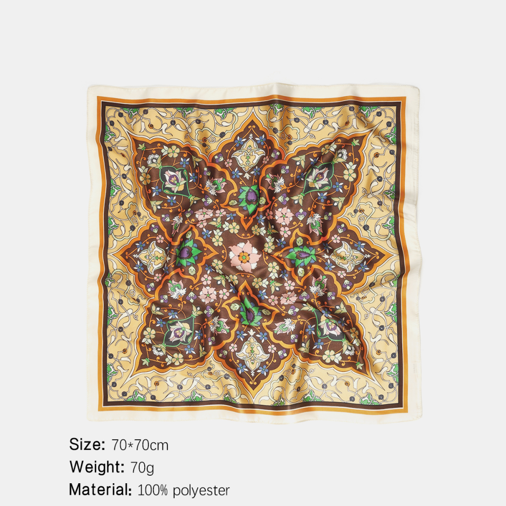 Bandana Rétro En Tissu Imitation Soie À Motif Floral 