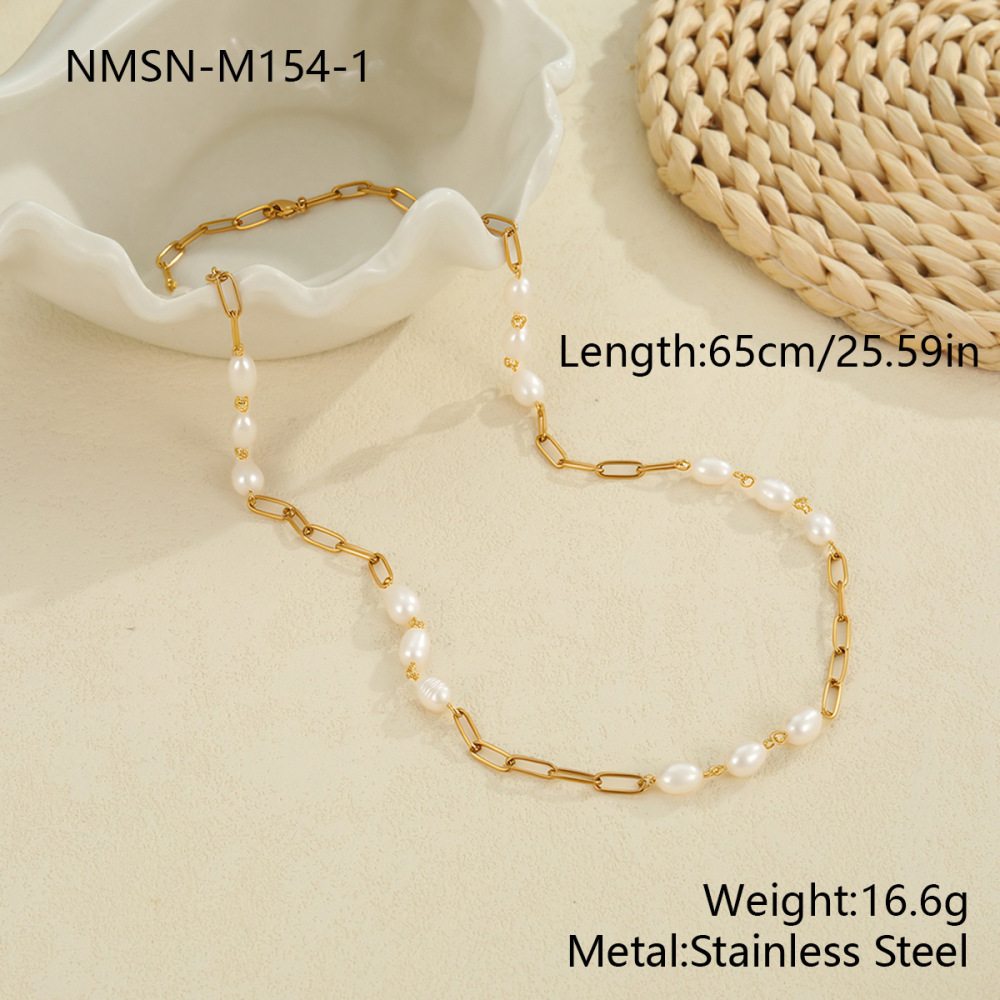 Colliers Longs Pour Femmes, En Acier Inoxydable, Couleur Or, Étanches, De La Collection Simple Series Sweet Chain 