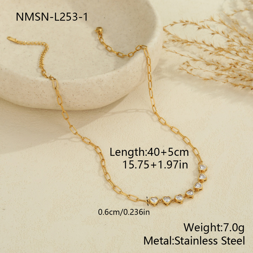Ensembles De Bijoux Pour Femmes, Série Romantique, Élégante Chaîne En Acier Inoxydable Étanche Couleur Or 