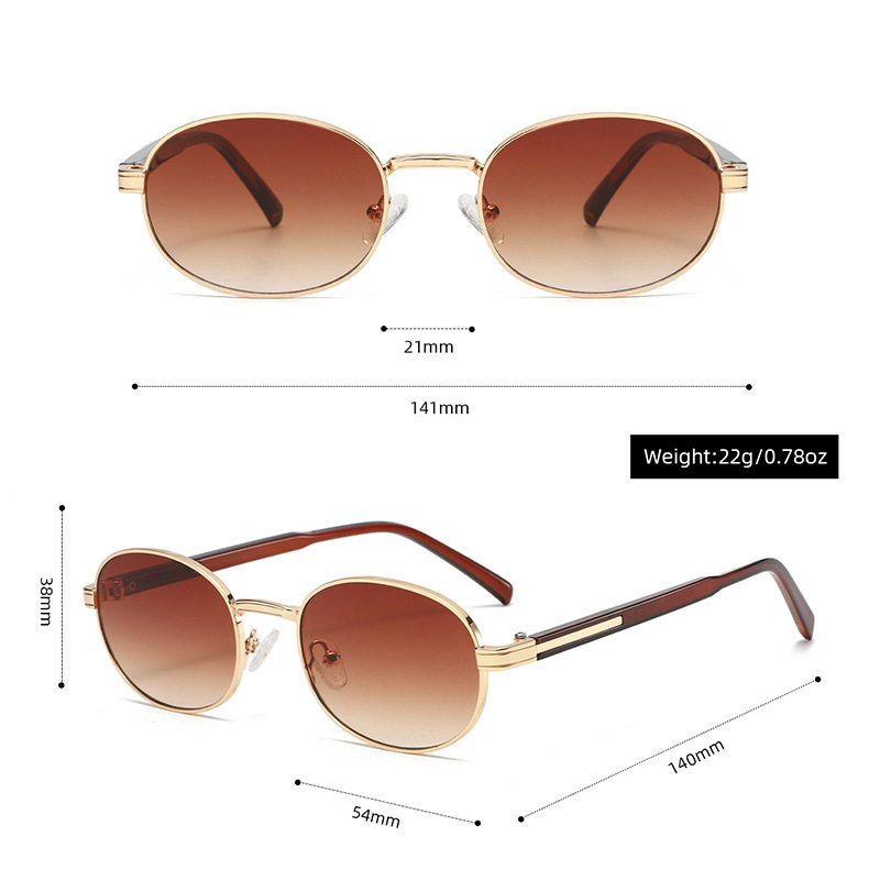 Lunettes De Soleil Polyvalentes Pour Femmes, Monture Elliptique En Métal h5Image4