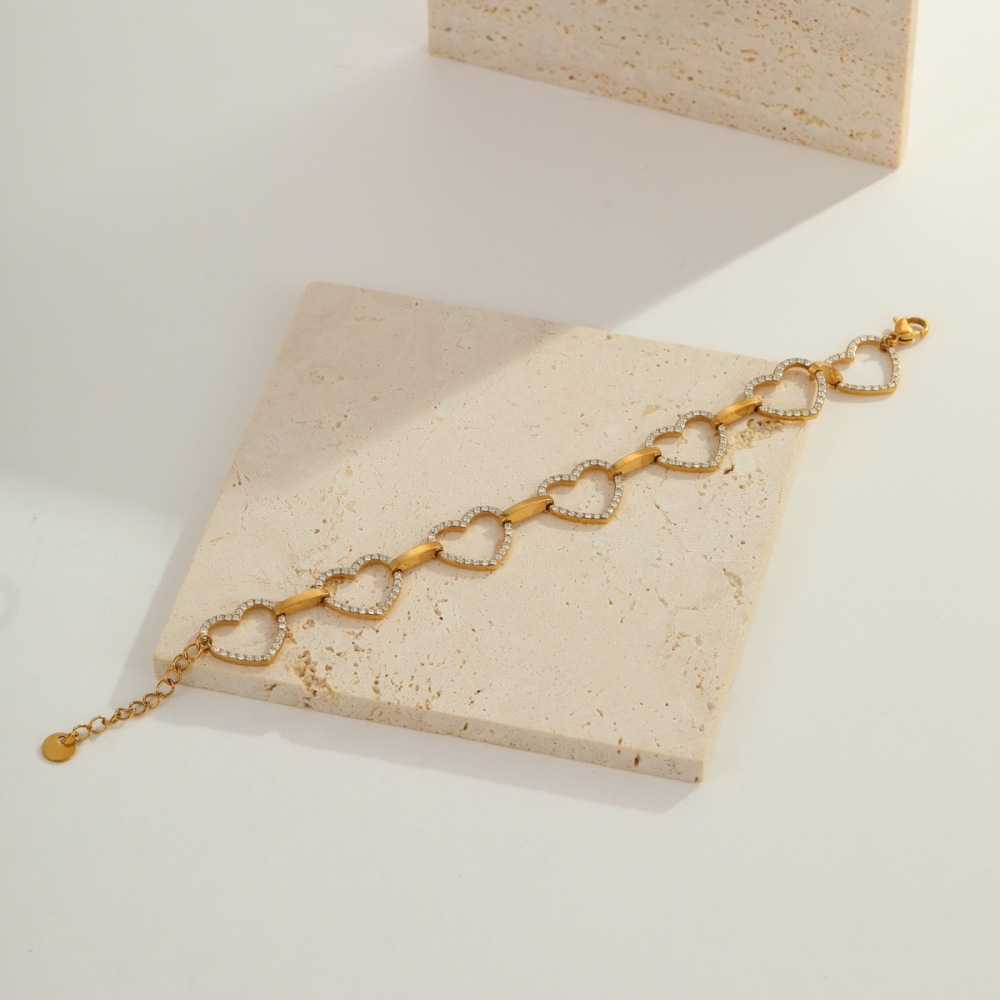 Bracelet Chaîne Élégant Et Irrégulier En Acier Inoxydable, Couleur Or, Étanche, En Forme De Cœur, De Cercle Ou De Rectangle. Image4