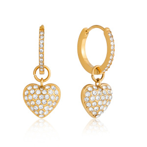 Boucles D'Oreilles Pendantes Sleek Heart Pour Femmes, En Acier Inoxydable Étanche, Couleur Or h5
