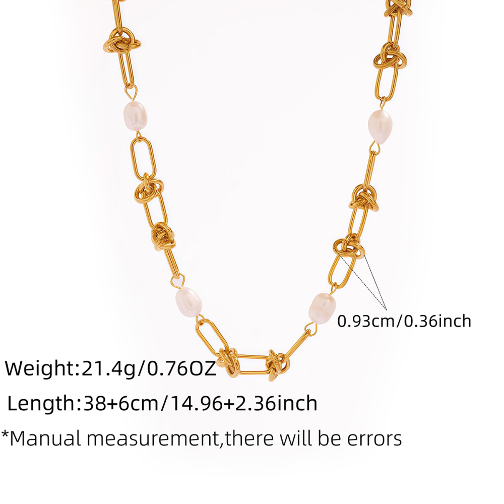 Colliers À Maillons Pour Femmes, Collection Simple Series Daily Chain, En Acier Inoxydable Étanche, Couleur Or Image2