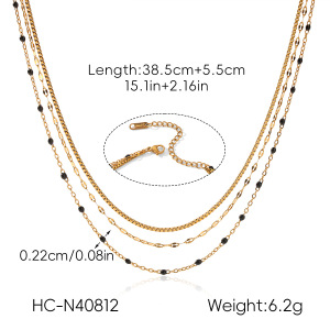 Colliers Superposés Pour Femmes, En Acier Inoxydable, Couleur Or, Étanches, De La Collection Simple Series Daily Chain h5 Image2