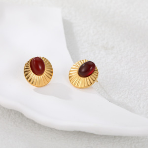 Boucles D'Oreilles Puces Pour Femmes, Style Rétro Luxueux, Œil De Diable, En Acier Inoxydable Et Or 18 Carats, Étanches. h5 Image3