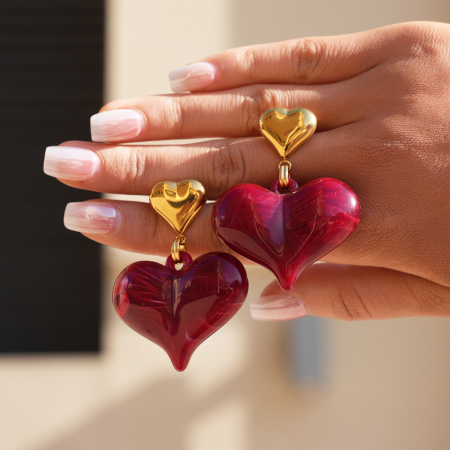 Boucles d'oreilles puces pour femmes Simple Series Daily Heart en acier inoxydable étanche couleur or 2