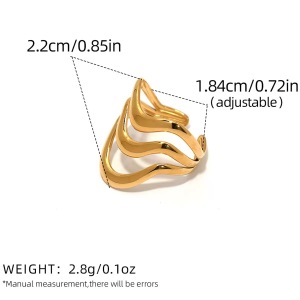 Bague Simple Et Élégante Au Quotidien, Ornée De Lignes En Forme De Cœur Irrégulières, En Acier Inoxydable Étanche Couleur Or. h5 