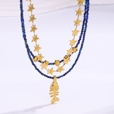Colliers de perles légers en acier titane couleur or, motif étoile de mer, pour femmes