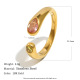 Bague ouverte en zircon à tête de serpent, grande et petite - or - vert rosé 